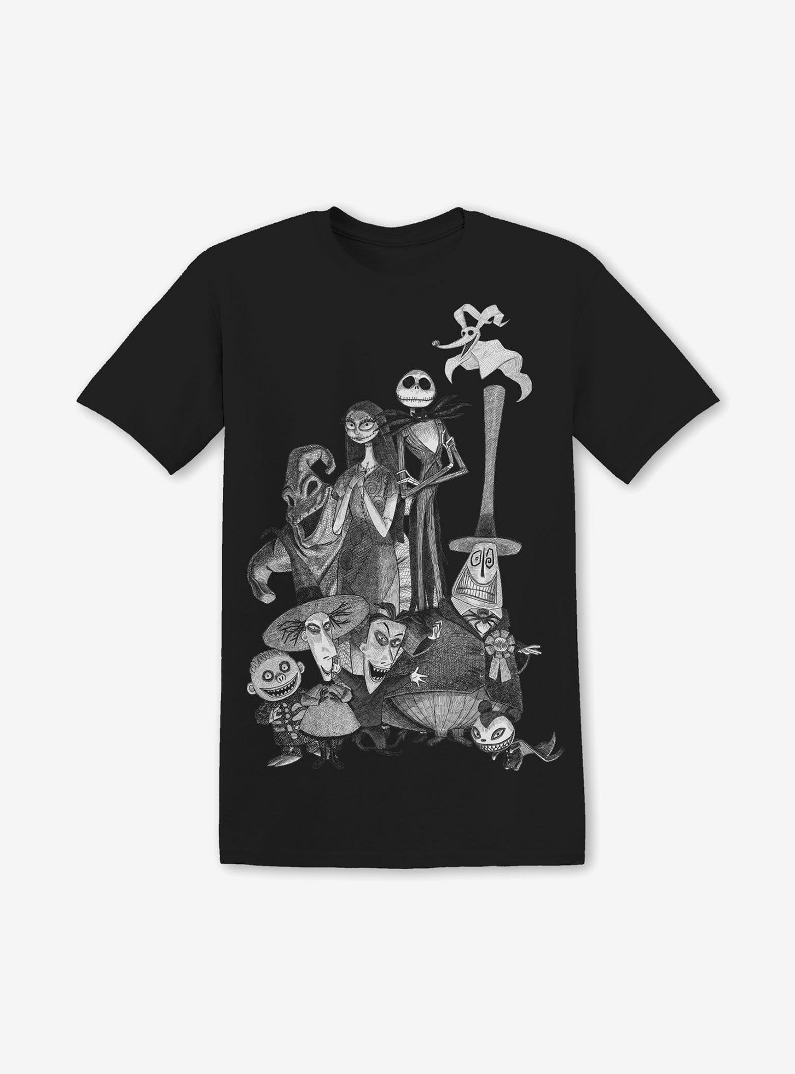 The Nightmare Before Christmas Monochrome Group T-Shirt image 0