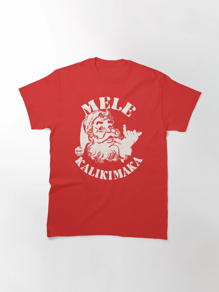 Retro Christmas Mele Kalikimaka Santa Claus Shaka Hawaii Tee Classic T-Shirt image 0