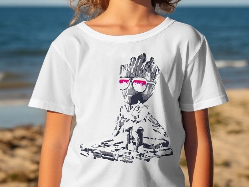 Baby Groot DJ Music Movie Fan Kids Novelty Gaming Printed T Shirt Slogan image 2