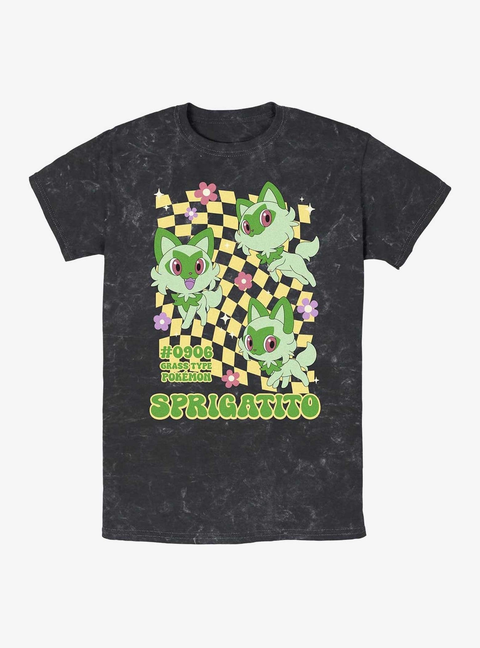 Pokemon Sprigatito Grass Type Mineral Wash T-Shirt image 0