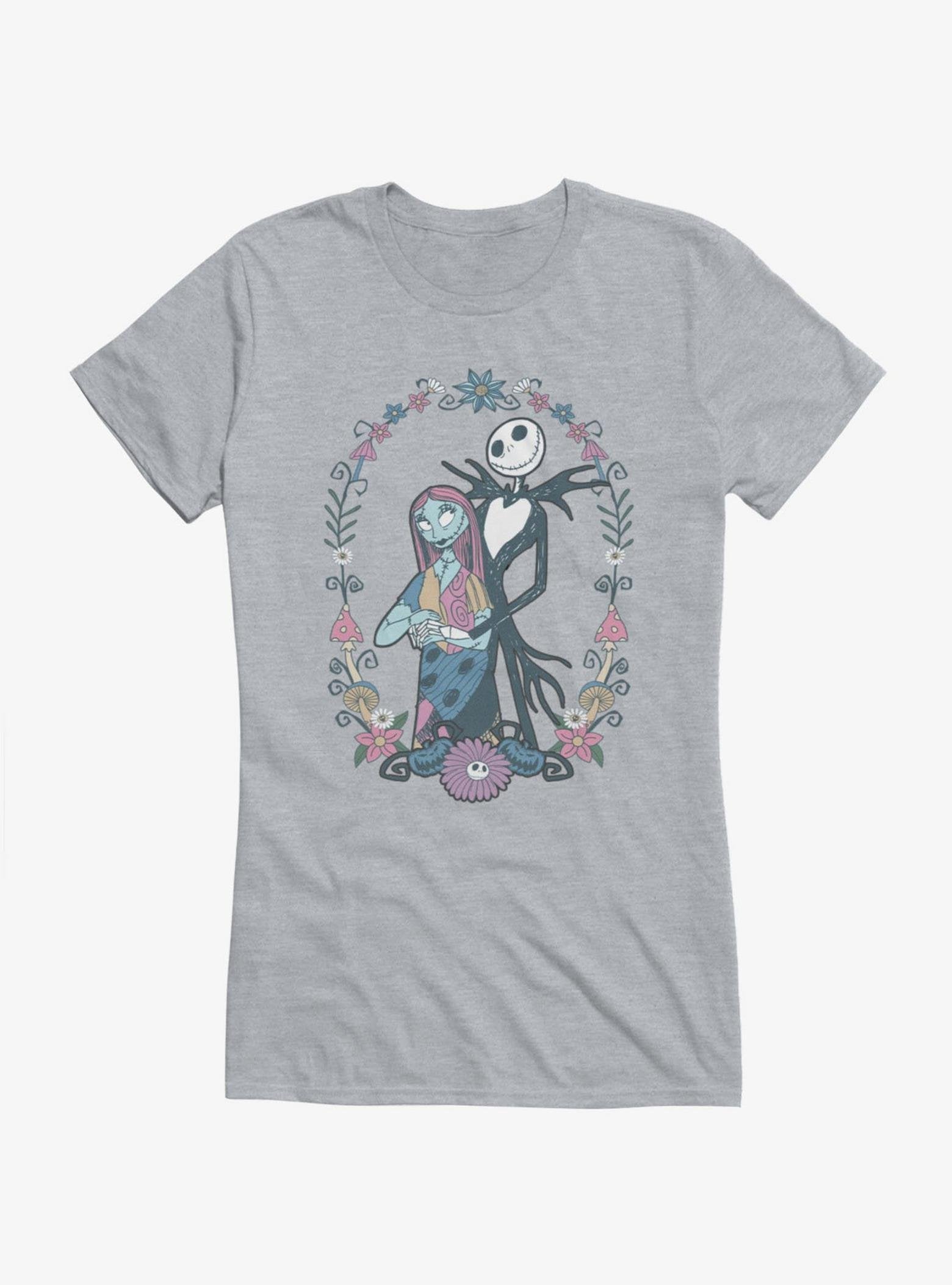 Disney The Nightmare Before Christmas Jack and Sally Flowers Girls T-Shirt Hot Topic Exclusive image 0