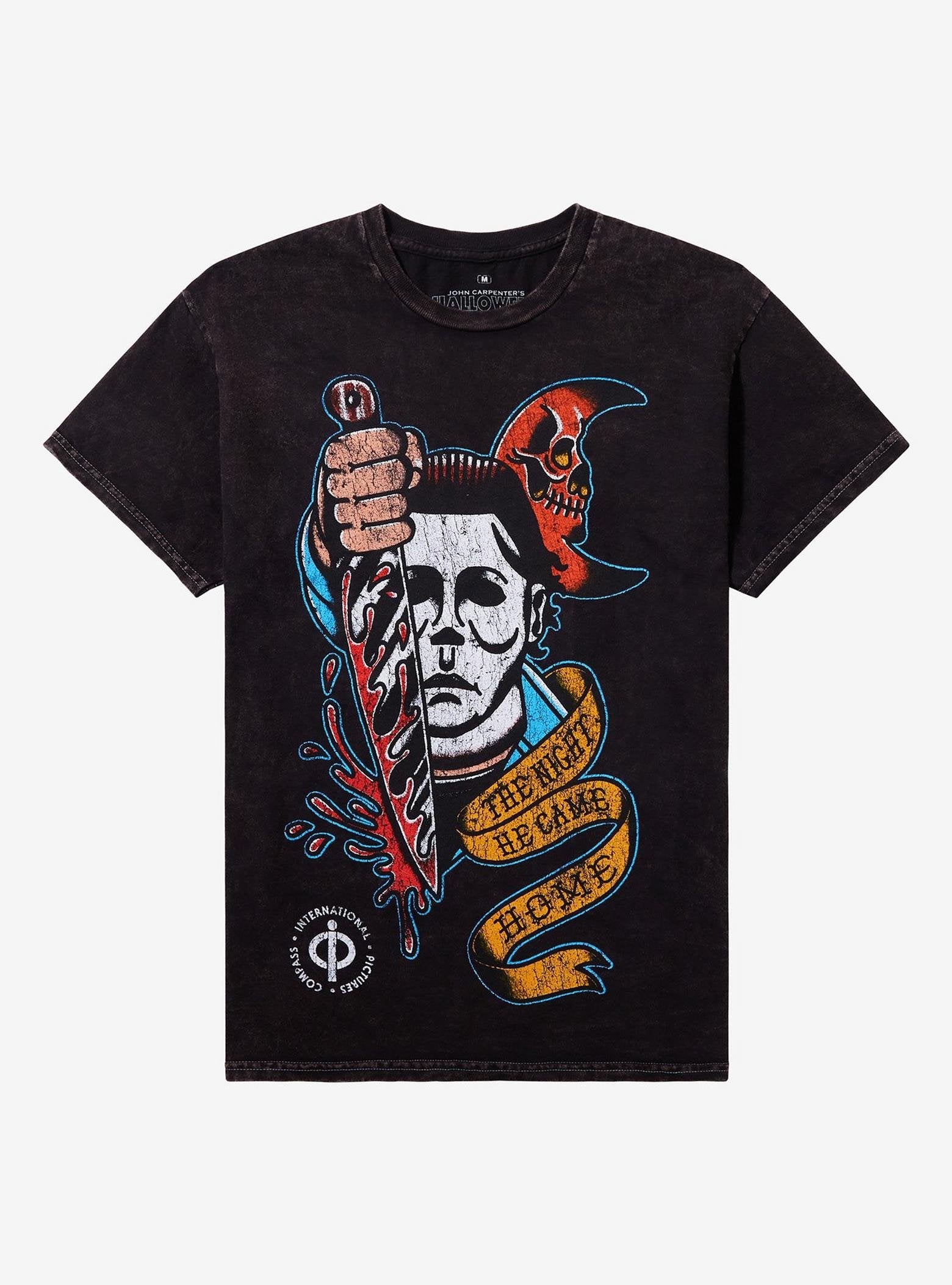 Halloween Michael Meyers Tattoo Mineral Wash T-Shirt image 0