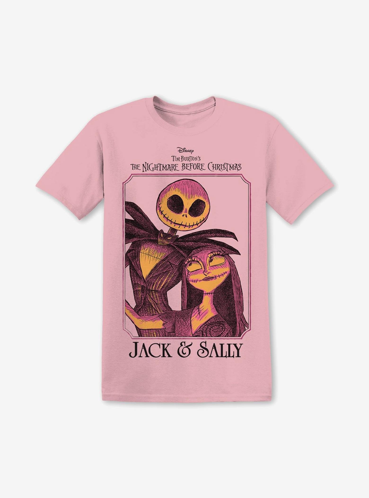 The Nightmare Before Christmas Jack & Sally Pink Portrait T-Shirt image 0