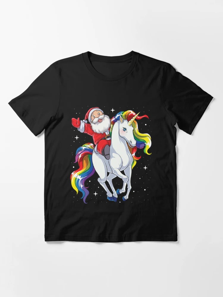 Santa Riding Unicorn T Shirt Christmas Gifts image 0