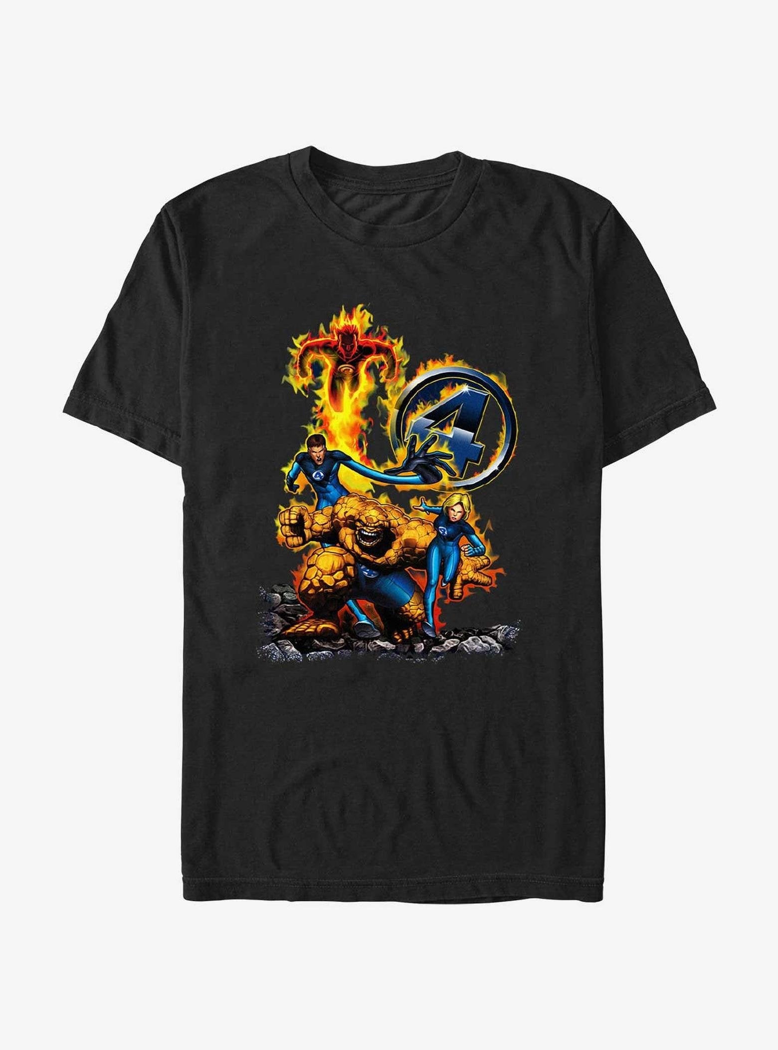 Marvel Fantastic Four F4 On Fire T-Shirt image 0