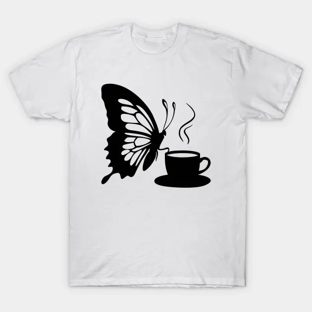 Butterfly Drinking Coffee T-Shirt image 0