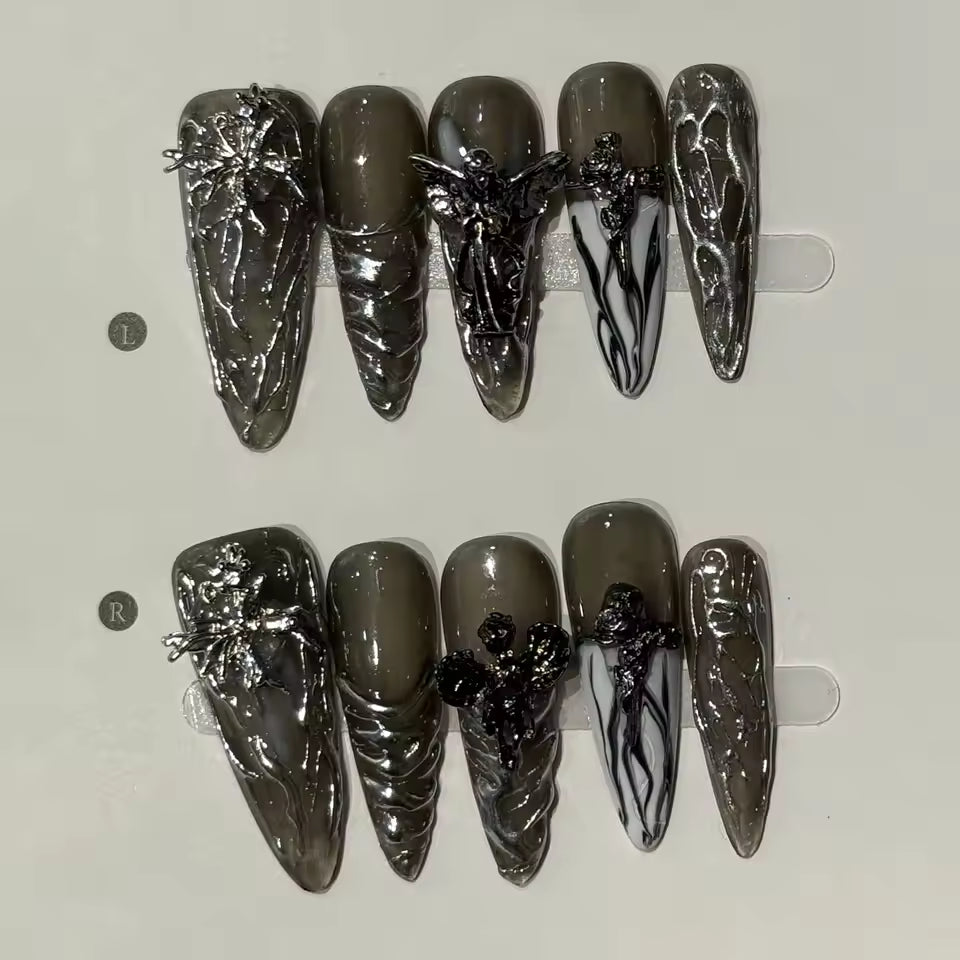 Back Roses Crosses Decoration False Nails